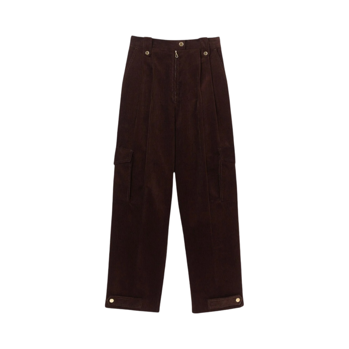 (W) 산드로 벨벳 카고 트라우저 초콜릿((W) Sandro Velvet Cargo Trousers Chocolate)
