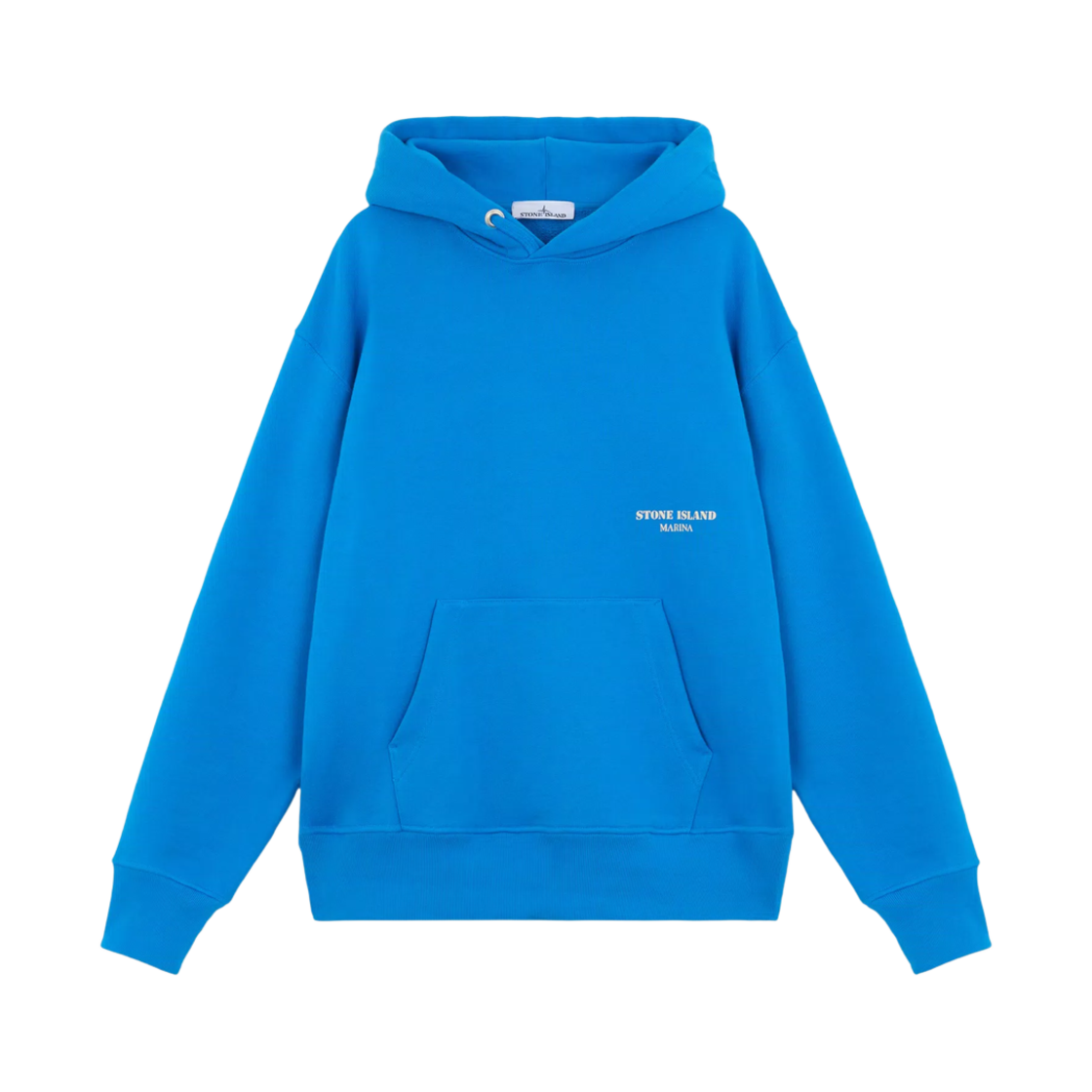 8115638X5-V0022 Stone Island 638X5 Cotton Fleece Stone Island Marina Oversized Fit Hooded Sweatshirt Bright Blue - 24FW