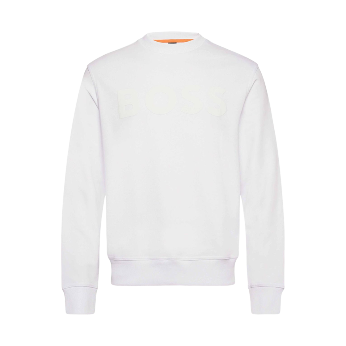 50487133-100 Hugo Boss Relaxed Fit Cotton Terry Sweatshirt with Rubber Print Logo White