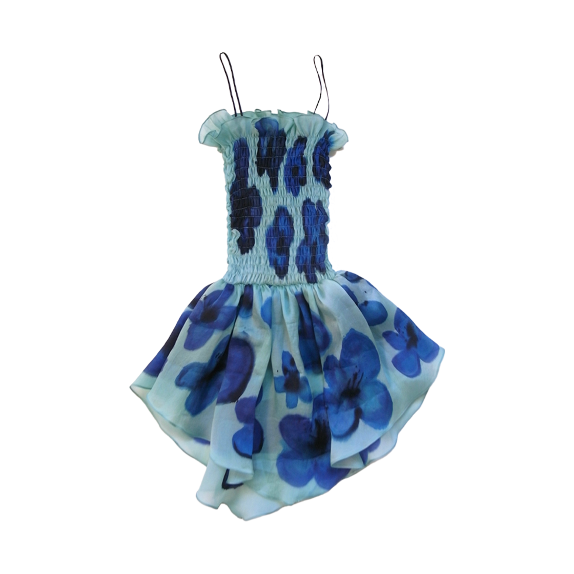 코너 아이브스 우먼 쉬어드 오간자 드롭 웨이스트 미니 드레스 틸 - 25FW(Conner Ives Women Shirred Organza Drop Waist Mini Dress Teal - 25FW)