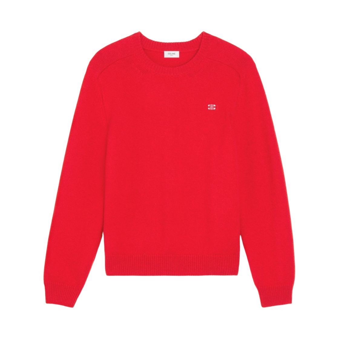 셀린느 캐시미어 울 크루넥 트리옹프 스웨터 레드 화이트(Celine Crew Neck Triomphe Sweater in Cashmere Wool Red White) - 1