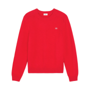 Celine Crew Neck Triomphe Sweater in Cashmere Wool Red White
