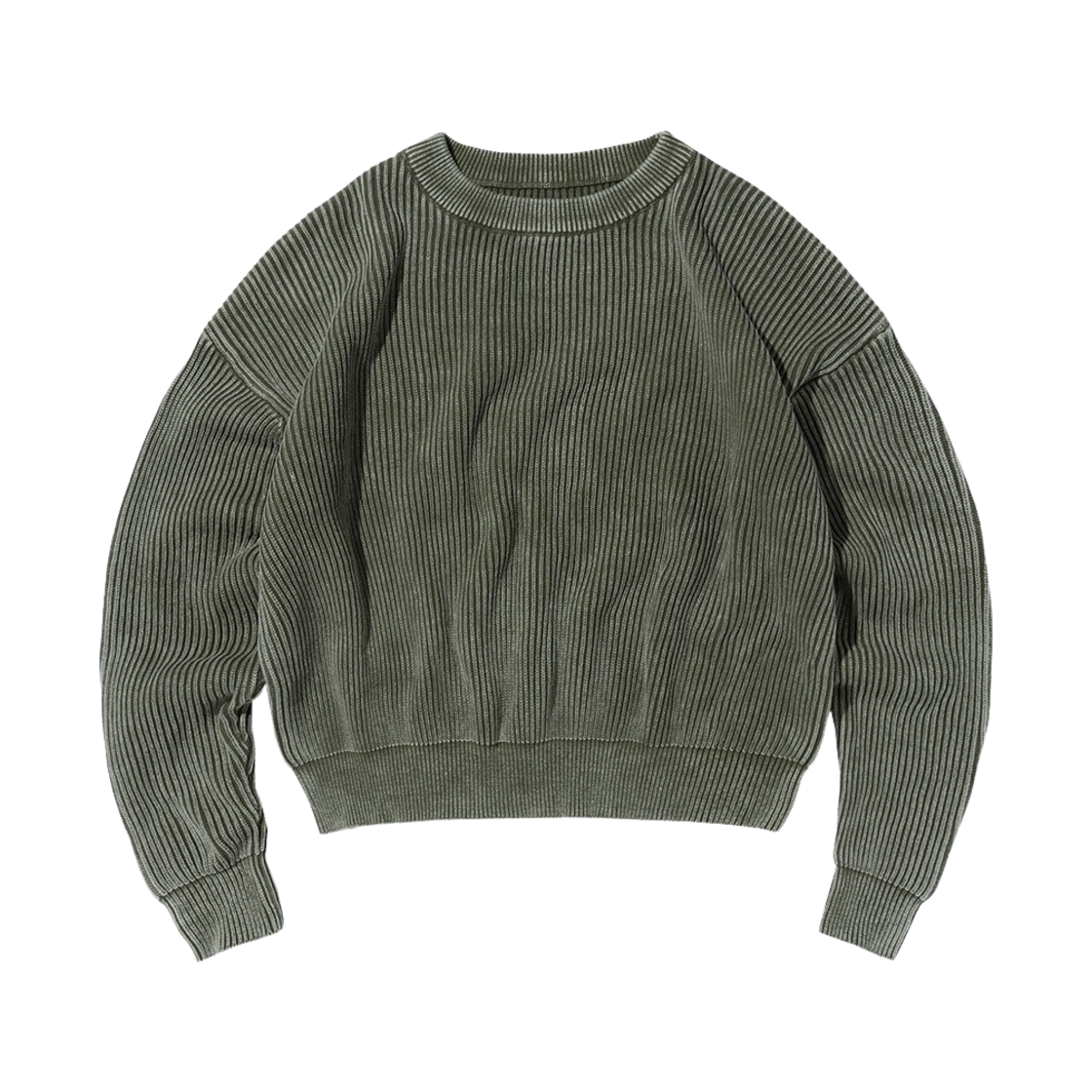 스웨이드 워시드 니트 카키