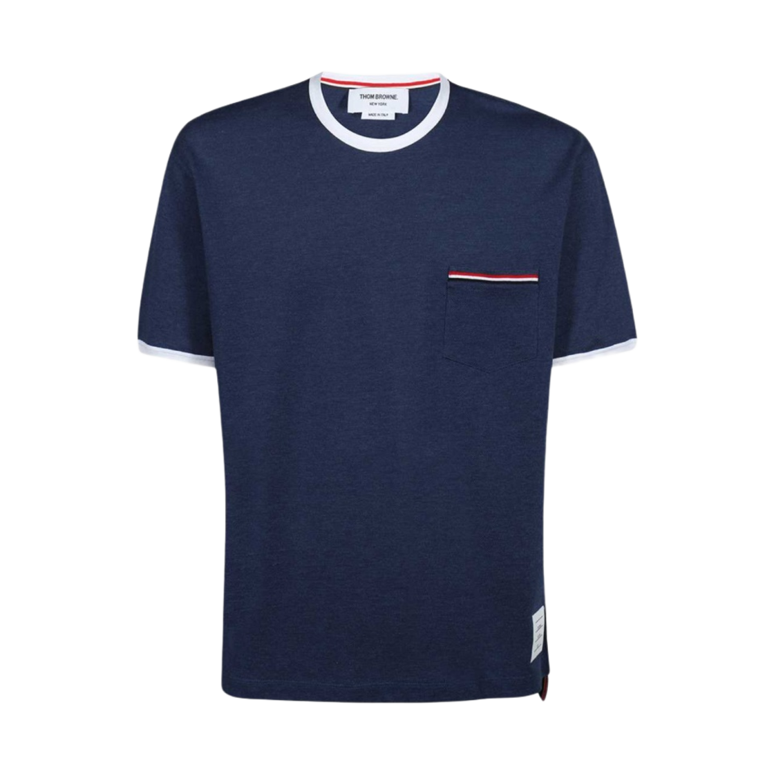 MJS220A-J0085-435 Thom Browne Solid Fine Pique Oversized Short Sleeve Pocket T-Shirt Dark Blue