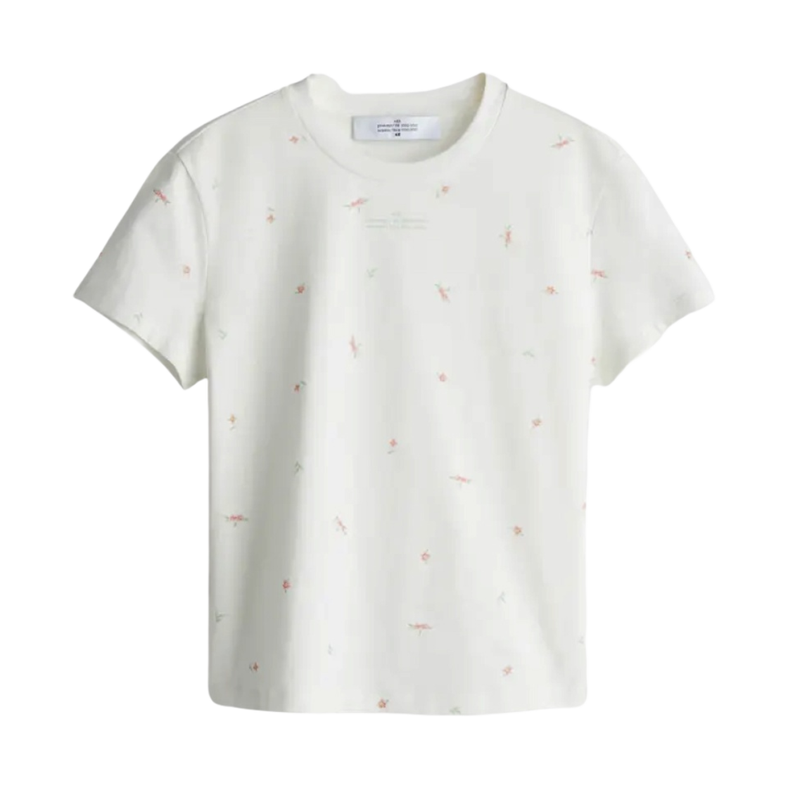 (W) 에이치앤엠 x Rokh 피티드 프린트 티셔츠 화이트 플로럴((W) H&M x Rokh Fitted Printed T-Shirt White Floral)