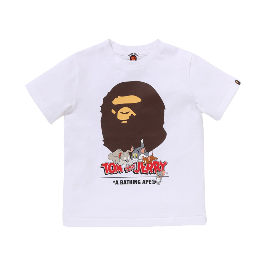 (키즈) 베이프 x 톰과 제리 85주년 에이프 헤드 티셔츠 #2 화이트((Kids) BAPE x Tom & Jerry 85th Anniversary Ape Head T-Shirt #2 White)