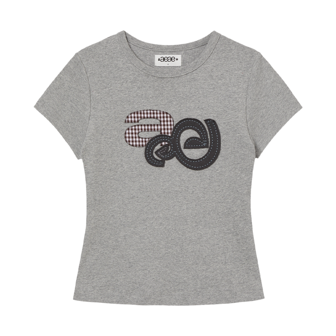 에이이에이이 아플리케 로고 티 멜란지 그레이(AEAE Applique Logo Tee Melange Grey)