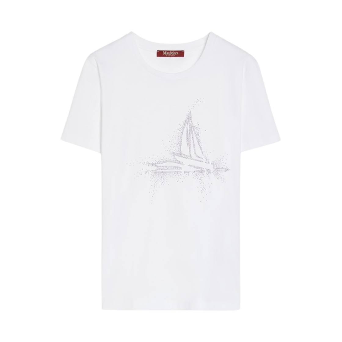 LAGHI-005 (W) Max Mara Studio Embroidery Jersey Crew-Neck T-Shirt White
