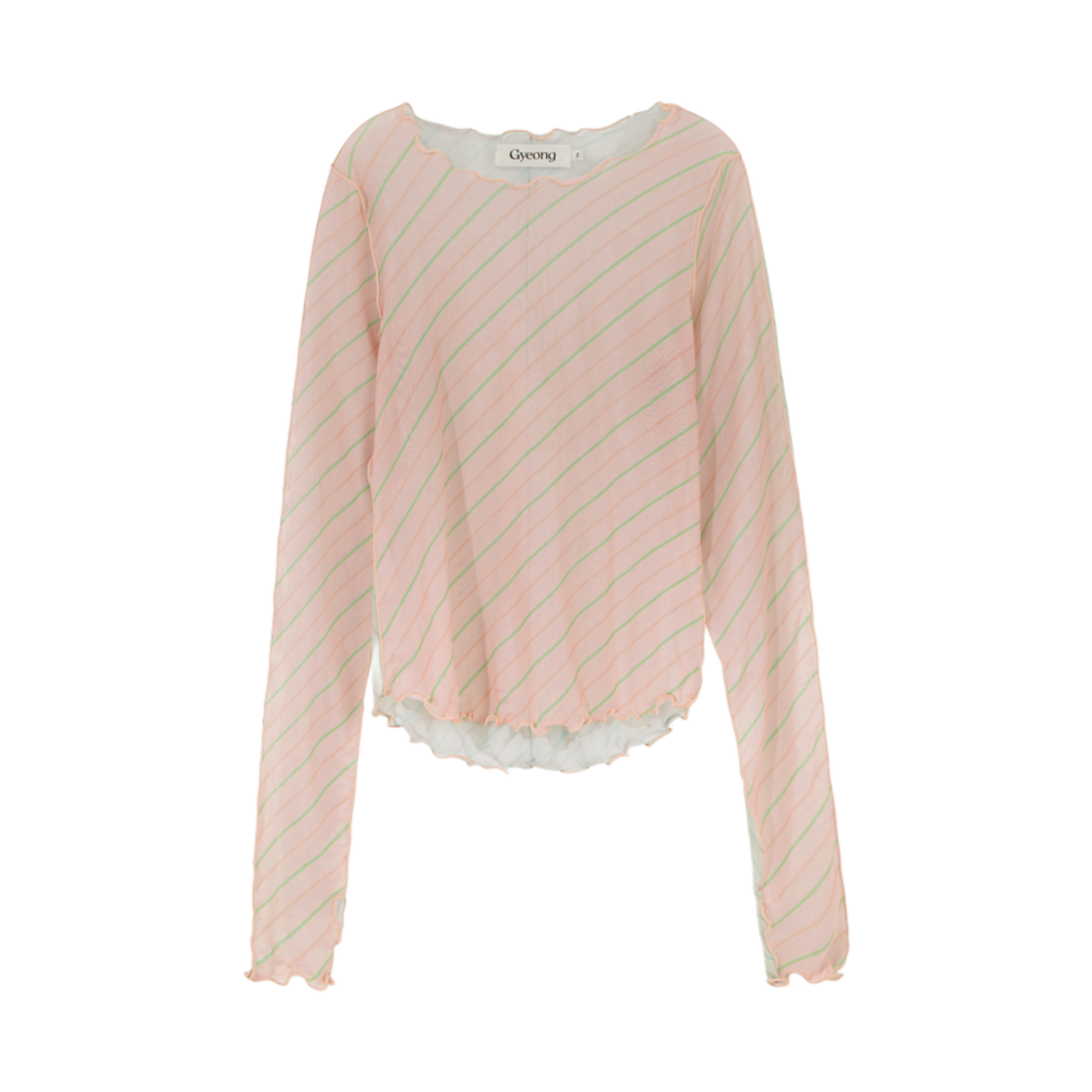 GY44LS005PL Gyeong Striped Mesh Top Pink & Lime
