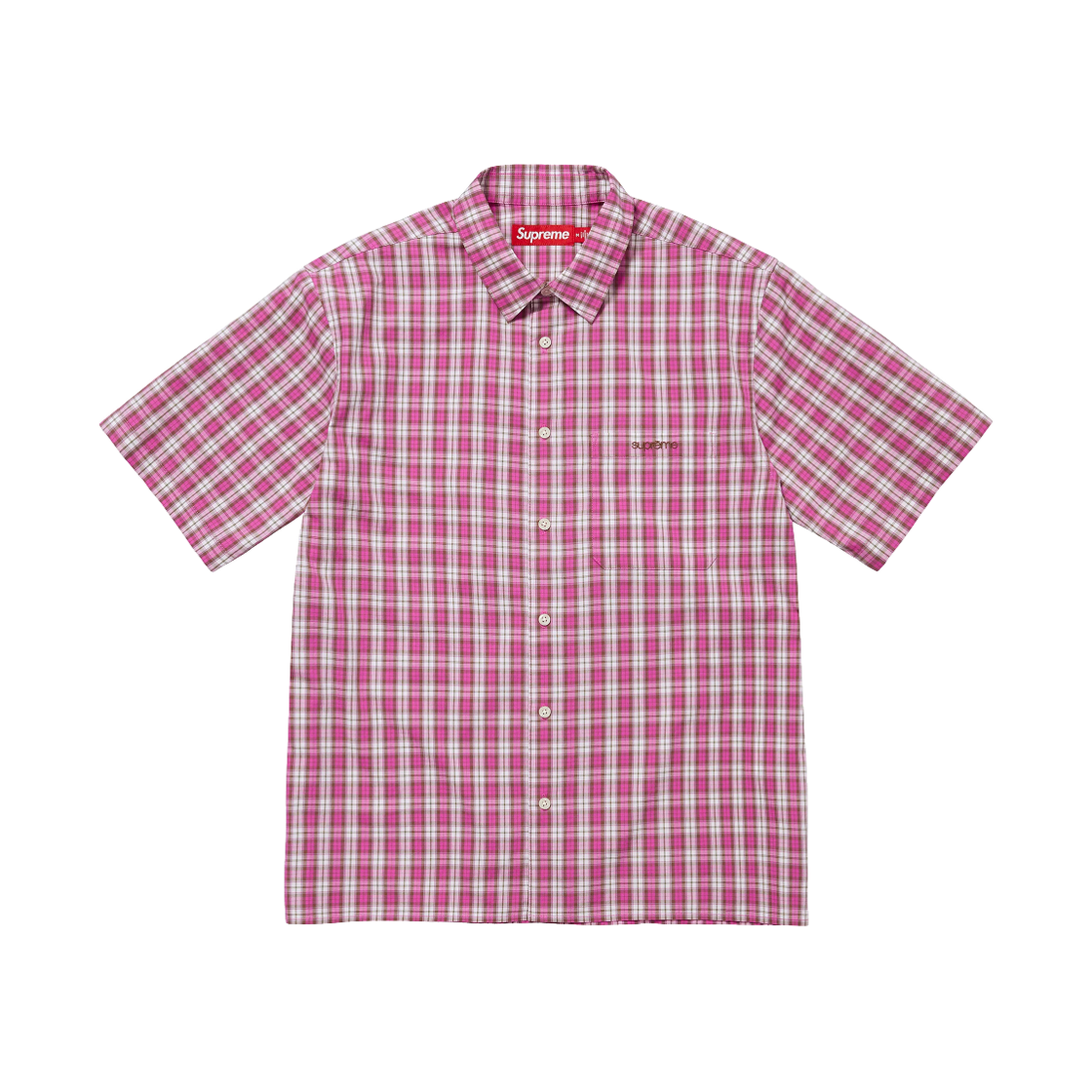 슈프림 미니 플레이드 숏슬리브 셔츠 핑크 - 25SS