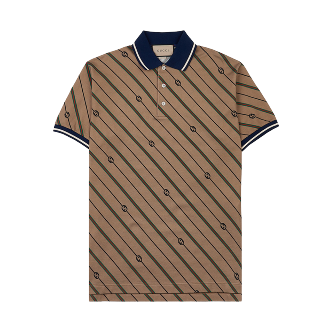717391-XJEWI-2405 Gucci Interlocking Striped Polo T-Shirt Light Camel