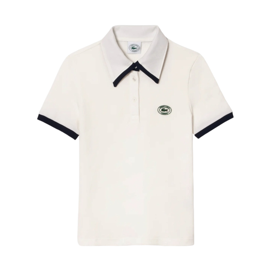 (W) 라코스테 x 스포티 앤 리치 피케 폴로 파린 마린((W) Lacoste x Sporty & Rich Pique Polo Farine Marine White) - 1
