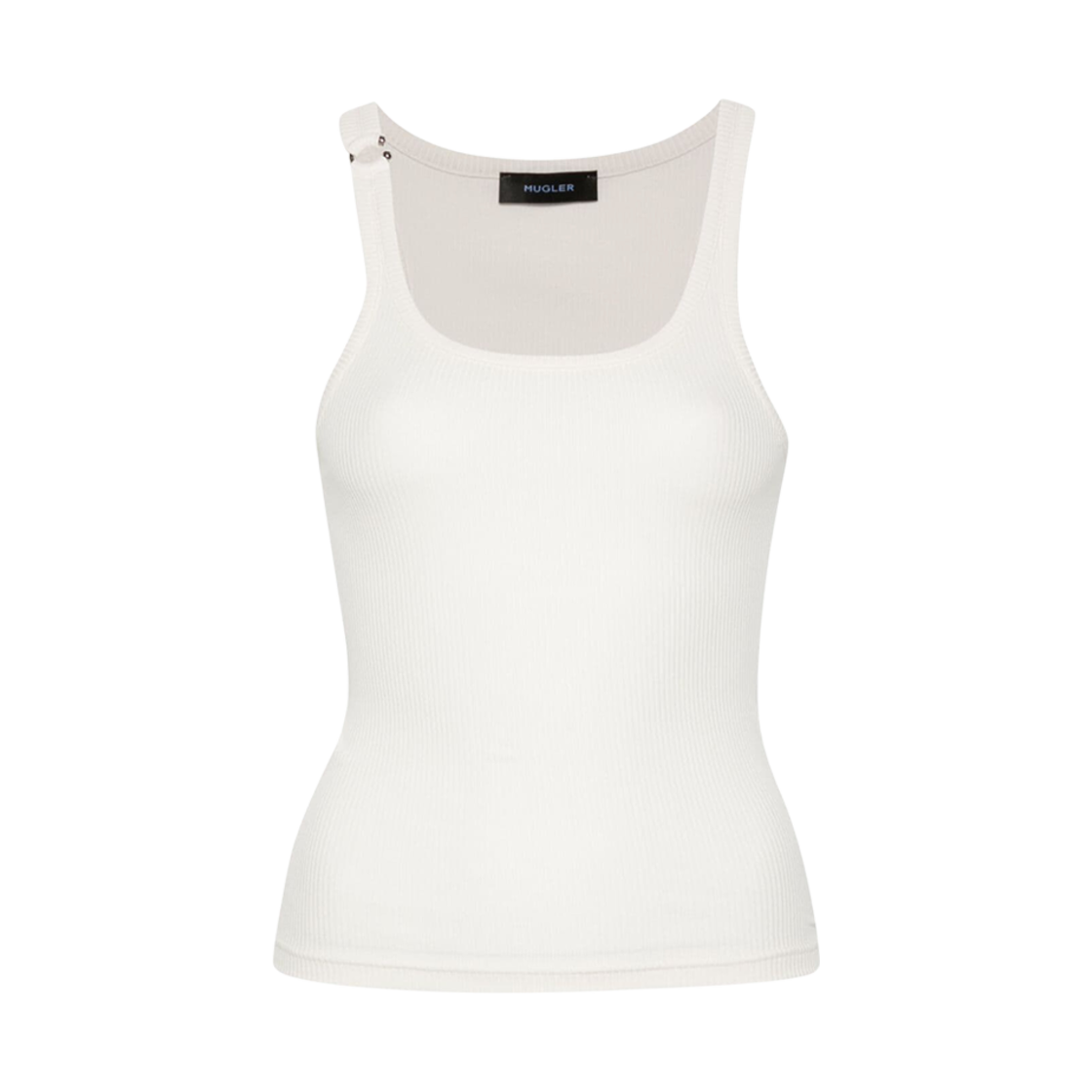 (W) 뮈글러 피어스드 탱크 탑 화이트((W) Mugler Pierced Tank Top White)