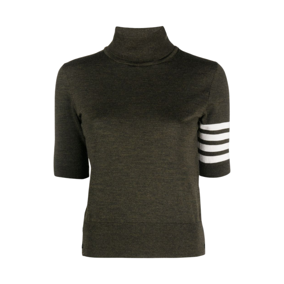 (W) 톰브라운 파인 메리노 사선 릴렉스드 숏슬리브 터틀넥 다크 그린((W) Thom Browne Fine Merino 4-Bar Relaxed Short Sleeve Turtleneck Dark Green) - 1