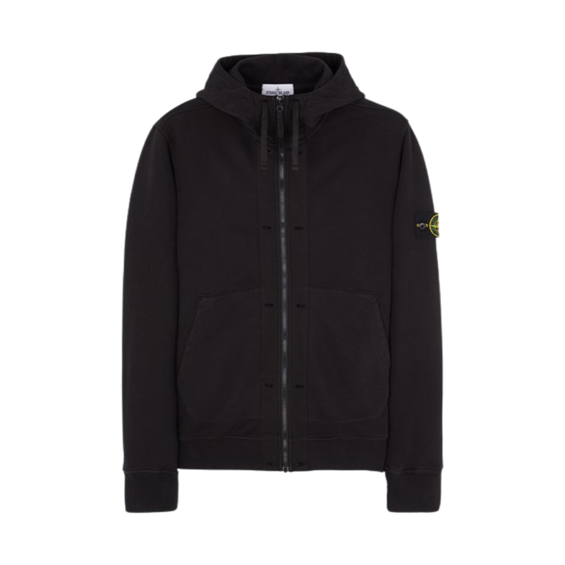 스톤 아일랜드 60477 브러쉬드 코튼 플리스 가먼트 다이드 풀 집업 후드 스웨트셔츠 블랙 - 23FW(Stone Island 60477 Brushed Cotton Fleece Garment Dyed Full Zip Up Hooded Sweatshirt Black - 23FW) - 1