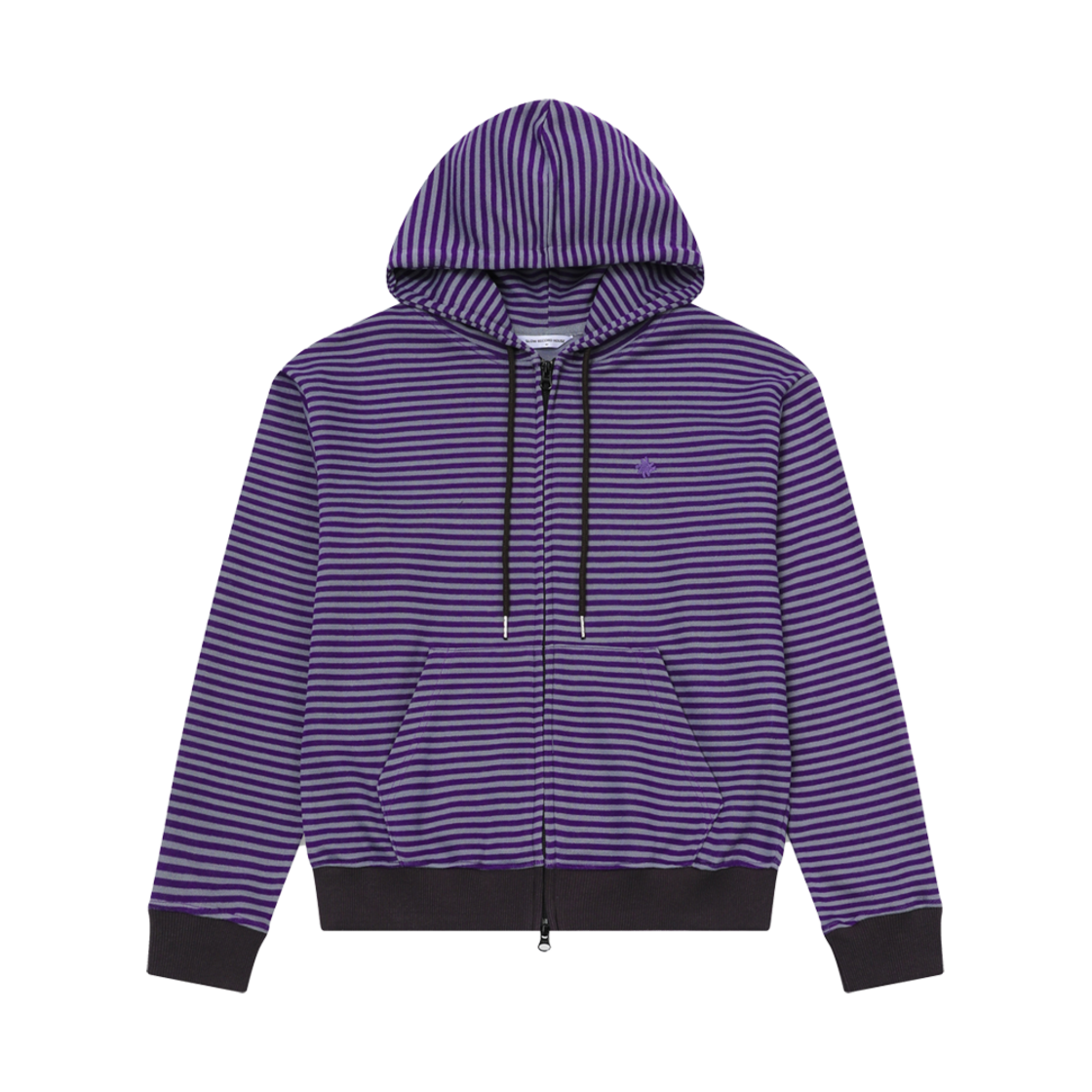 SR25SSHZ02PP SLOW RECORD HOUSE Stripe Knit Hood Zip-Up Purple