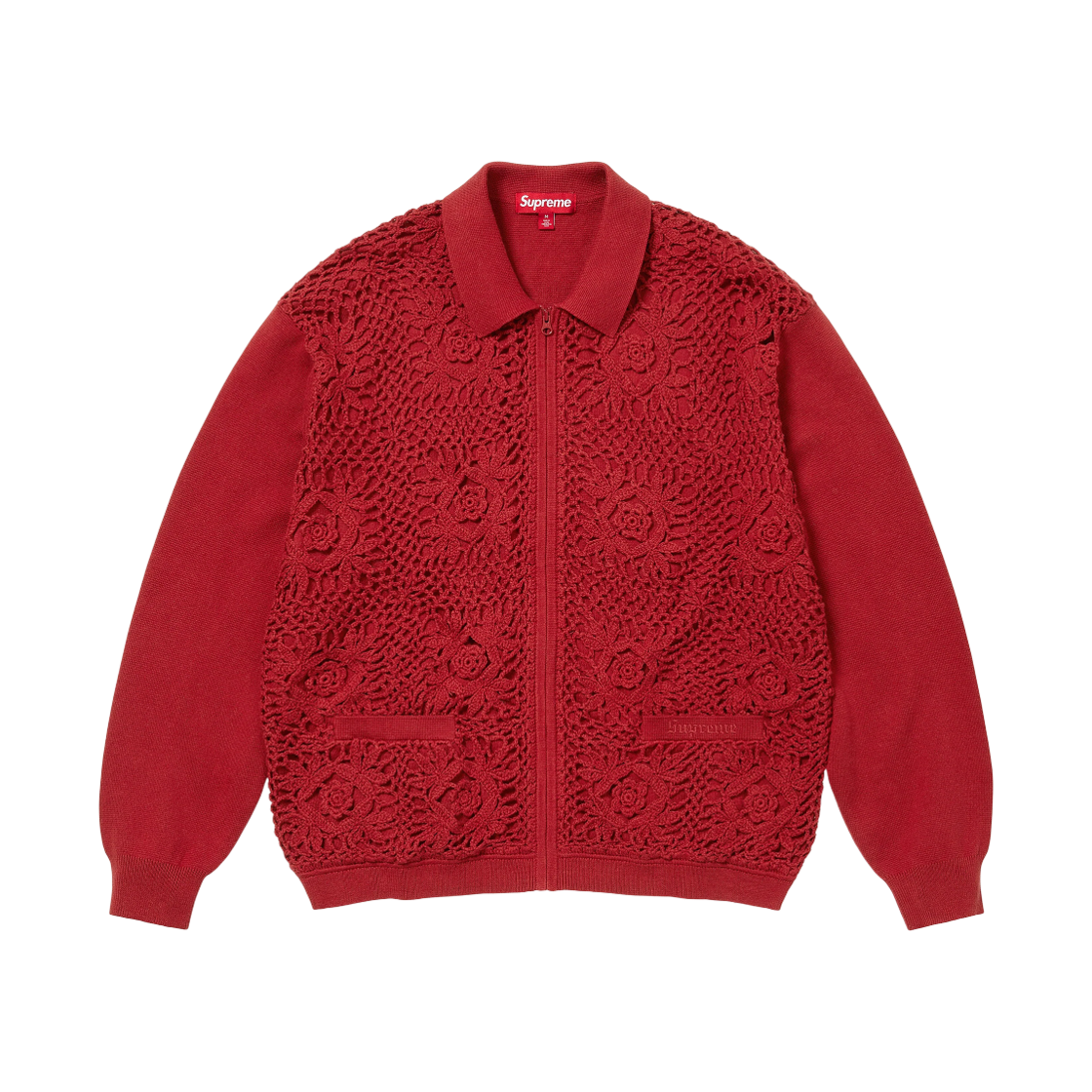 슈프림 크로셰 집업 가디건 다크 레드 25SS Supreme KREAM