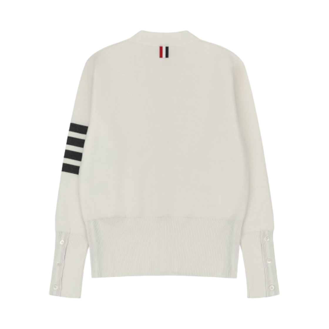 (W) 톰브라운 파인 메리노 울 밀라노 스티치 사선 클래식 브이넥 가디건 화이트((W) Thom Browne Fine Merino Wool Milano Stitch 4-Bar Classic V-Neck Cardigan White) - 2