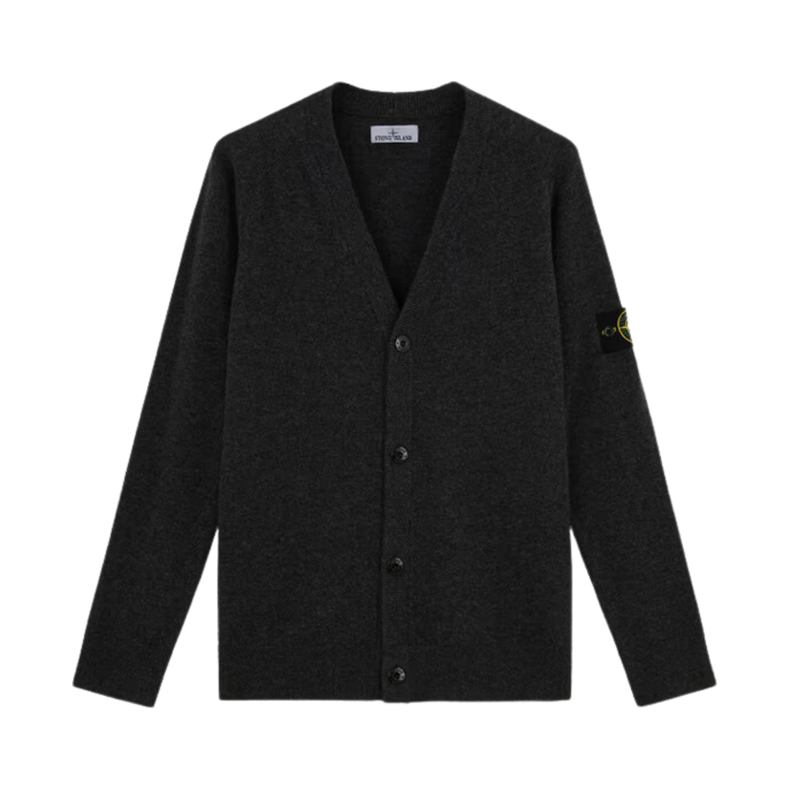 8115523B4-V0M62 Stone Island 523B4 Light RWS Geelong Wool Loose Fit Cardigan with Button Details Lead Grey Melange  - 24FW