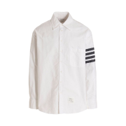 Thom Browne Oxford 4-Bar Oversized Button Down Shirt White Dark Grey
