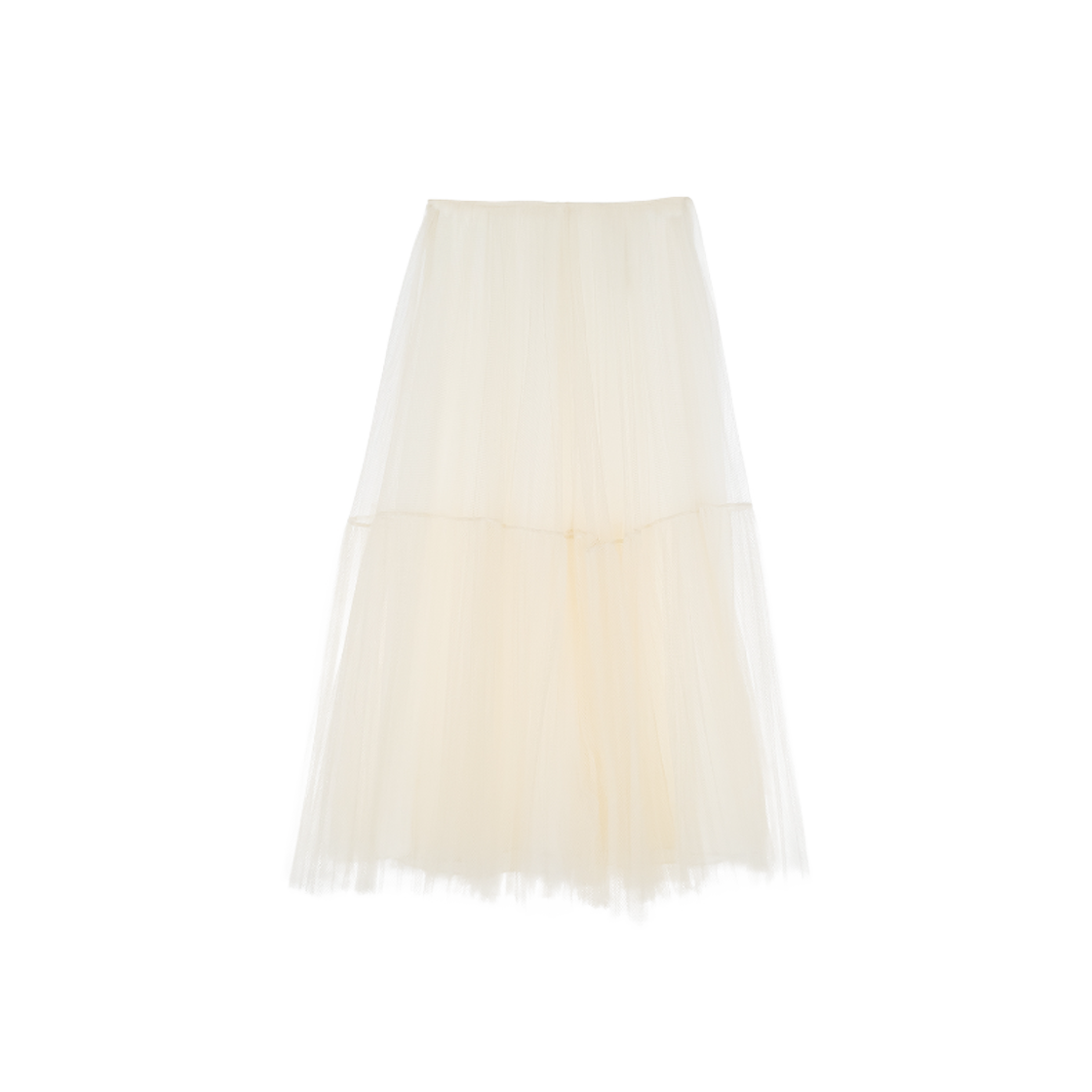 ITOTIL988G58 Dior Frill Tulle Midi Skirt 36 Cream