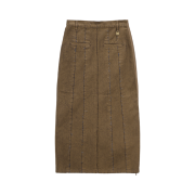 (W) Matin Kim Side Zipper Color Denim Long Skirt Brown