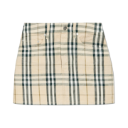 (W) Burberry Check Pattern Skirt Cream