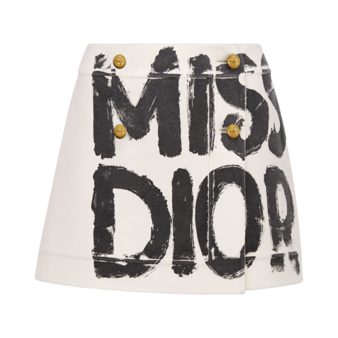 450J12P1116-X0902 (W) Dior Miss Dior Graffiti Motif Wrap Miniskirt White