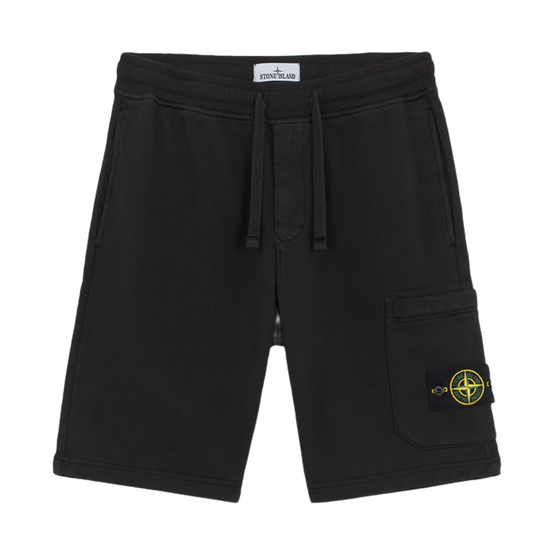 K2S1562000-11S0051-V0029 Stone Island 6200011 Organic Cotton Fleece Regular Fit Bermuda Shorts with Elasticated Waistband Black - 25FW