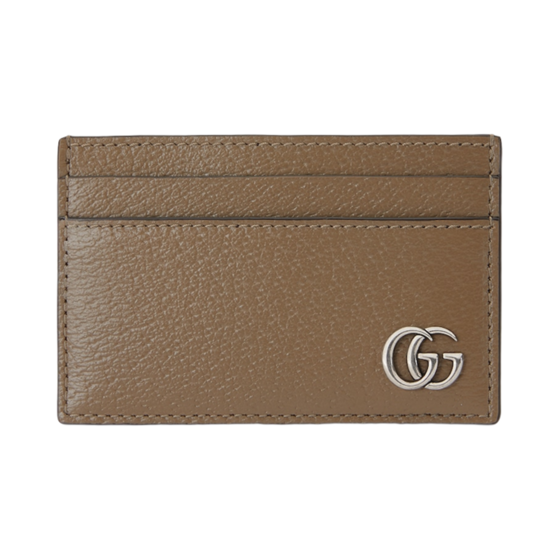 657588-DJ20F-2801 Gucci GG Marmont Card Case Taupe Leather