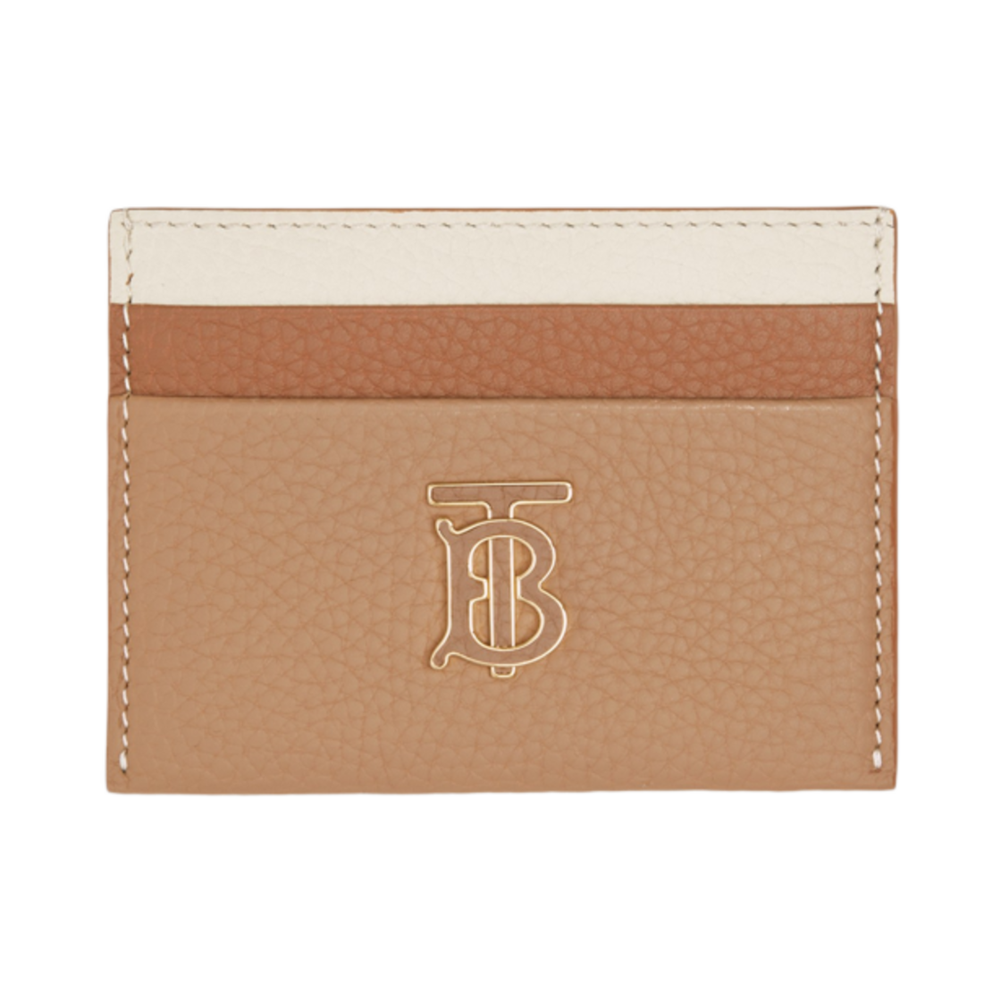 8059627 Burberry Tri-Tone Grainy Leather TB Card Case Camel Archive Beige Warm Tan