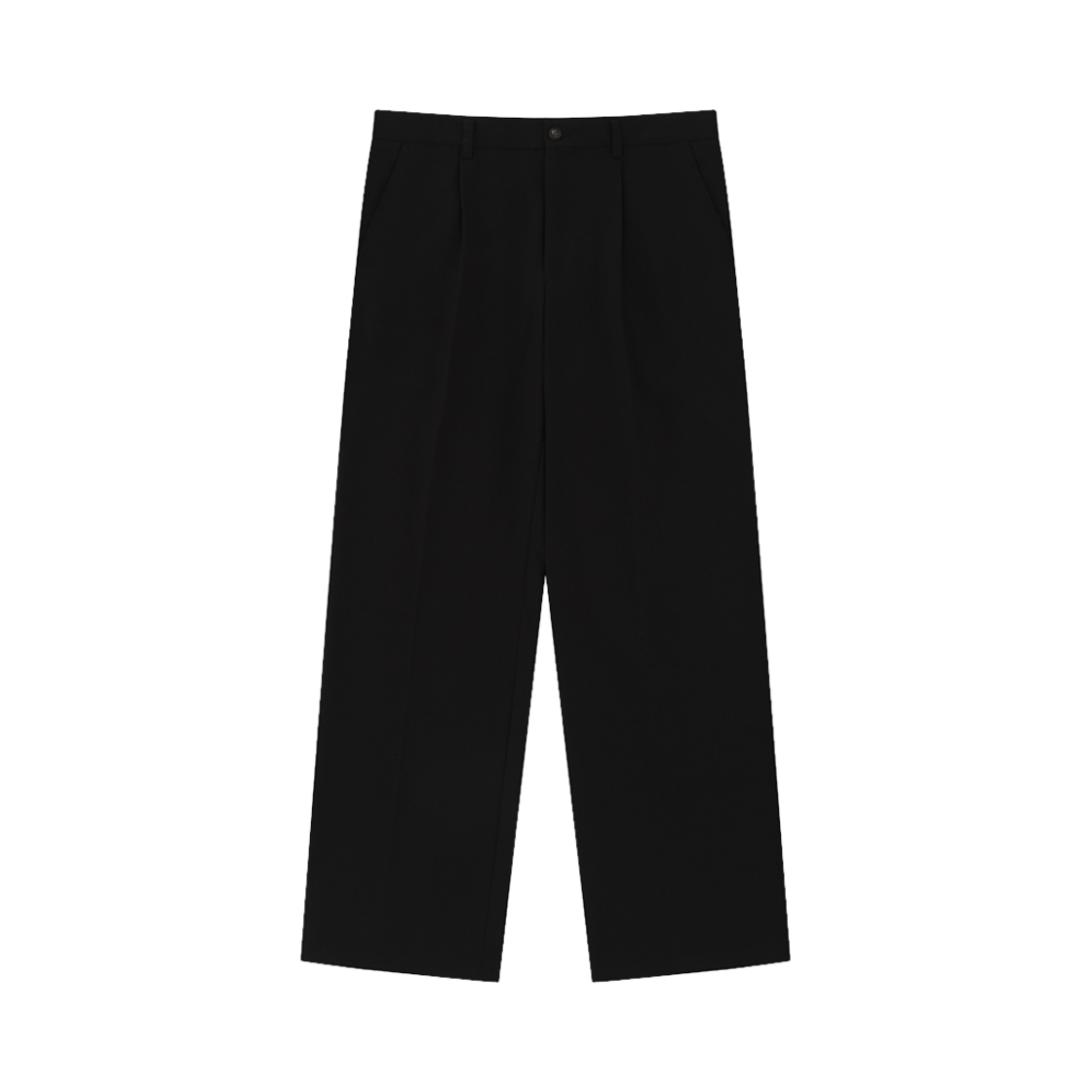 FW24PTS081BK Hongwoosung Onetuck Wide Flat Trousers Black