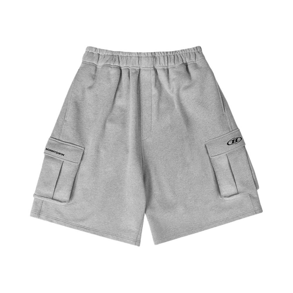 본투윈 심볼 로고 카고 버뮤다 팬츠 멜란지 그레이