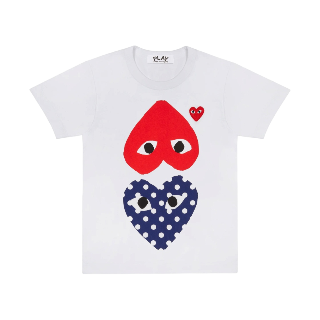 플레이 꼼데가르송 폴카 닷 업사이드 다운 하트 티셔츠 화이트(Play Comme des Garcons Polka Dot With Upside Down Heart T-Shirt White) - 1