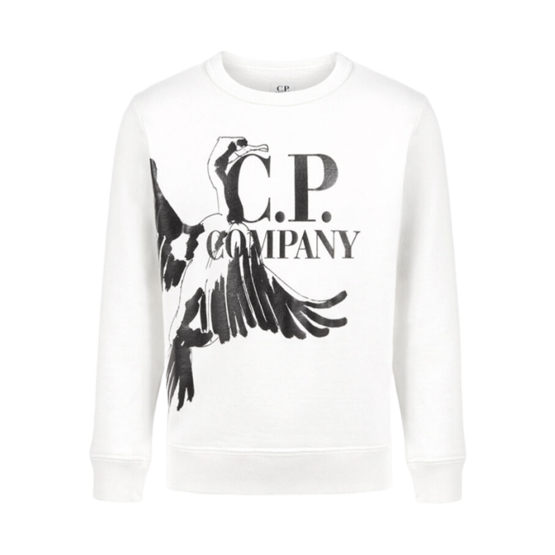 (키즈) C.P. 컴퍼니 U16 베이직 플리스 버드 스웨트셔츠 거즈 화이트 - 23SS((Kids) C.P. Company U16 Basic Fleece Bird Sweatshirt Gauze White - 23SS) - 1