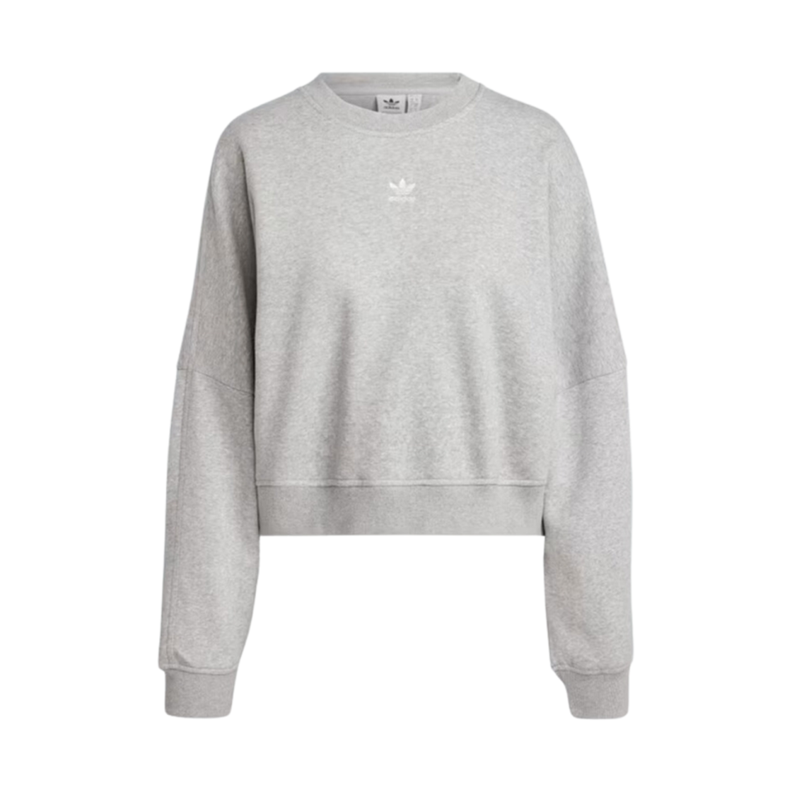 (W) 아디다스 오리지널스 에센셜 크루 플리스 스웨트셔츠 미디움 그레이 헤더 - US 사이즈((W) Adidas Originals Essentials Crew Fleece Sweatshirt Medium Grey Heather - US Sizing) - 1