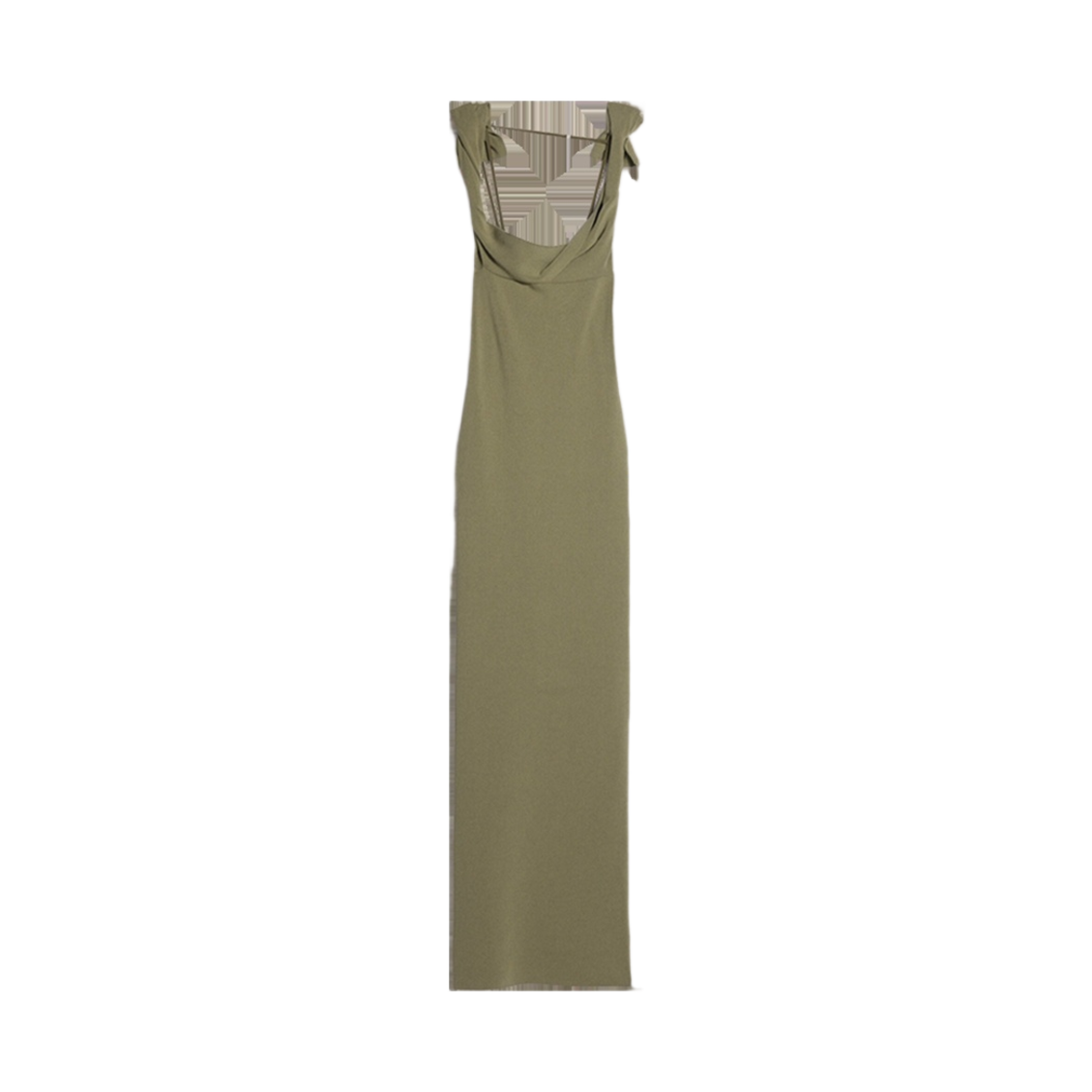 (W) 자크뮈스 라 로브 마이유 알카 드레이프 니트 드레스 카키((W) Jacquemus La Robe Maille Alca Draped Knit Dress Khaki) - 1