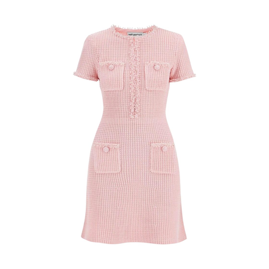 (W) 셀프 포트레이트 텍스처드 니트 미니 드레스 핑크((W) Self Portrait Textured Knit Mini Dress Pink) - 1