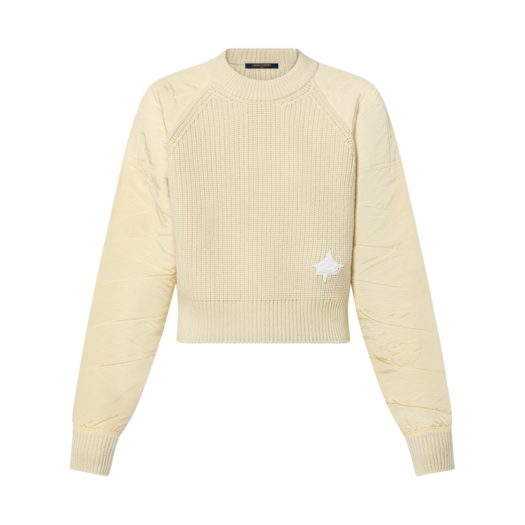 (W) Louis Vuitton Nylon Sleeve Knit Pullover Egg Shell