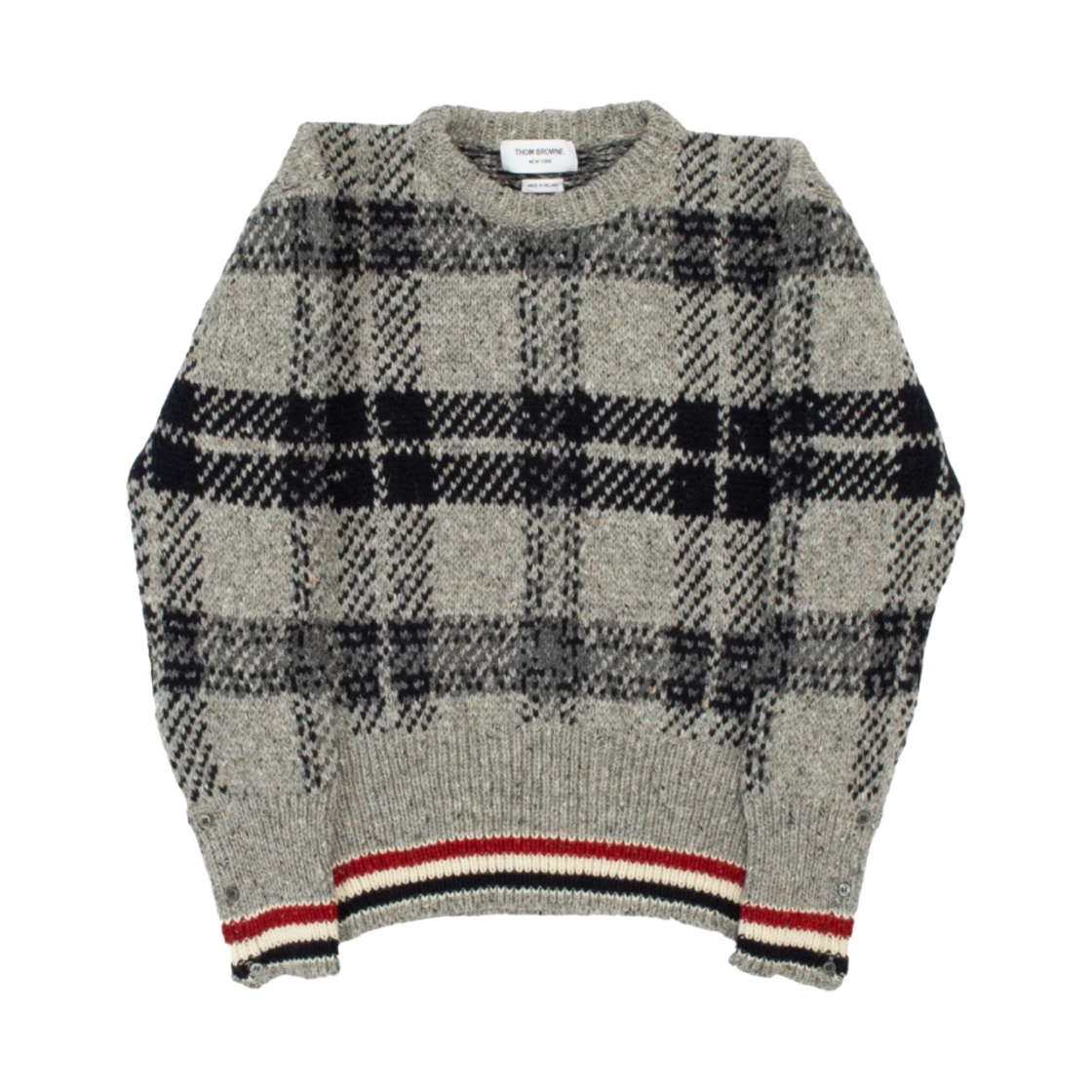 톰브라운 타탄 자카드 모헤어 트위드 풀오버 미디움 그레이(Thom Browne Tartan Jacquard Mohair Tweed Pullover Medium Grey) - 1