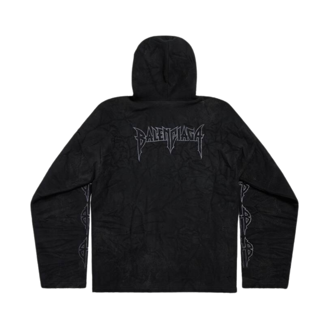 발렌시아가 파리 문 크링클 후드 라지 핏 블랙(Balenciaga Paris Moon Crinkled Hoodie Large Fit Black) - 2