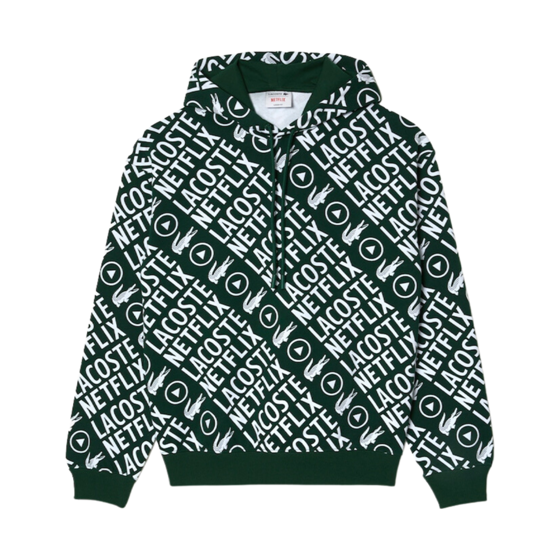 라코스테 x 넷플릭스 올오버 프린트 후드 스웨트셔츠 그린 화이트(Lacoste X Netflix Allover Print Hoodie Sweatshirt Green White) - 1