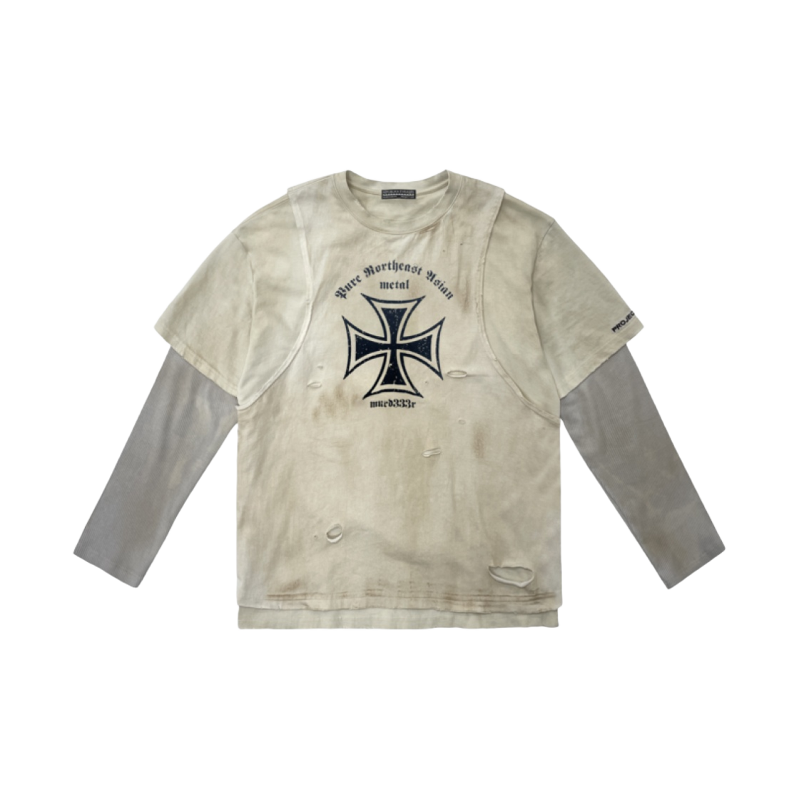 PG24CLML01IV Project G/R x MFM333. 3 Layered Long Sleeve Ivory