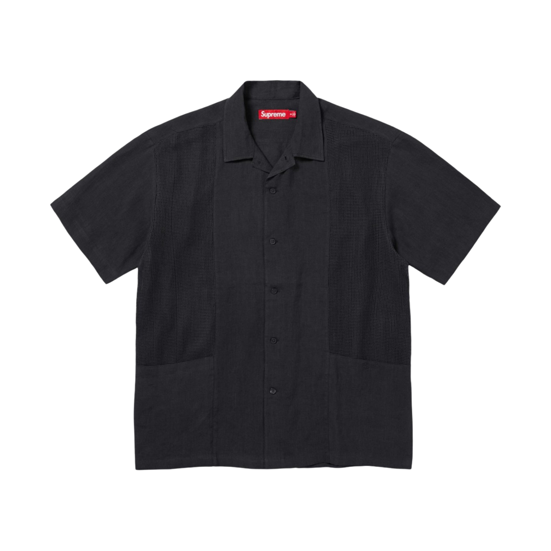 슈프림 메쉬 패널 리넨 숏슬리브 셔츠 블랙 - 24SS