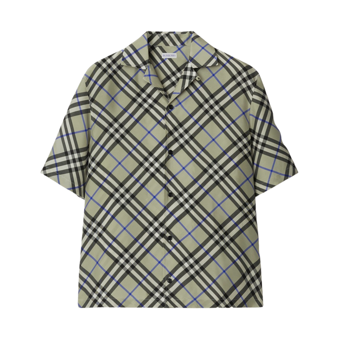 버버리 오버사이즈 체크 실크 셔츠 리첸(Burberry Oversized Check Silk Shirt Lichen) - 1