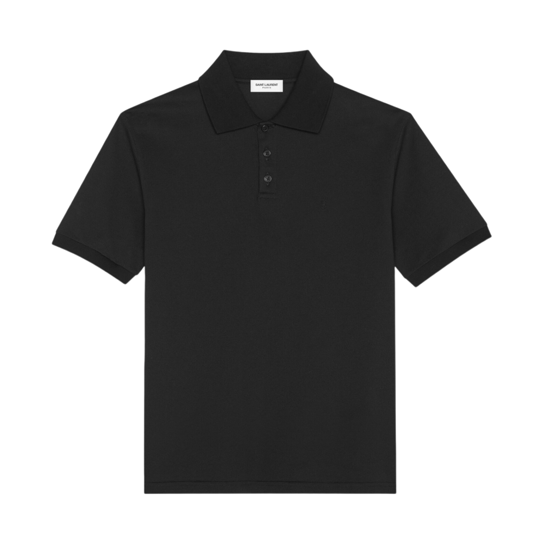 생로랑 코튼 피케 모노그램 폴로 셔츠 블랙(Saint Laurent Monogram Polo Shirt in Cotton Pique Black) - 1