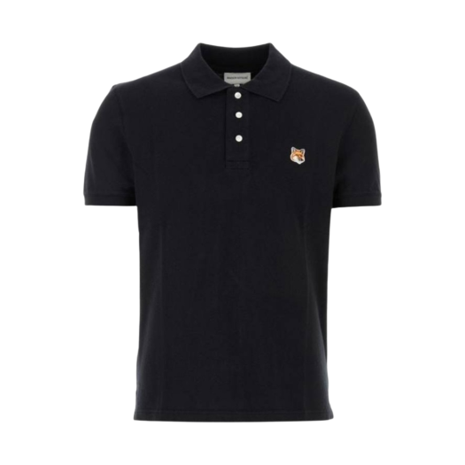 LM00208KJ7002-P199 Maison Kitsune Fox Head Patch Polo Black