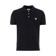 Maison Kitsune Fox Head Patch Polo Black