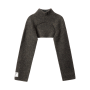 En Or Women High Neck Cropped Bolero Knit Brown
