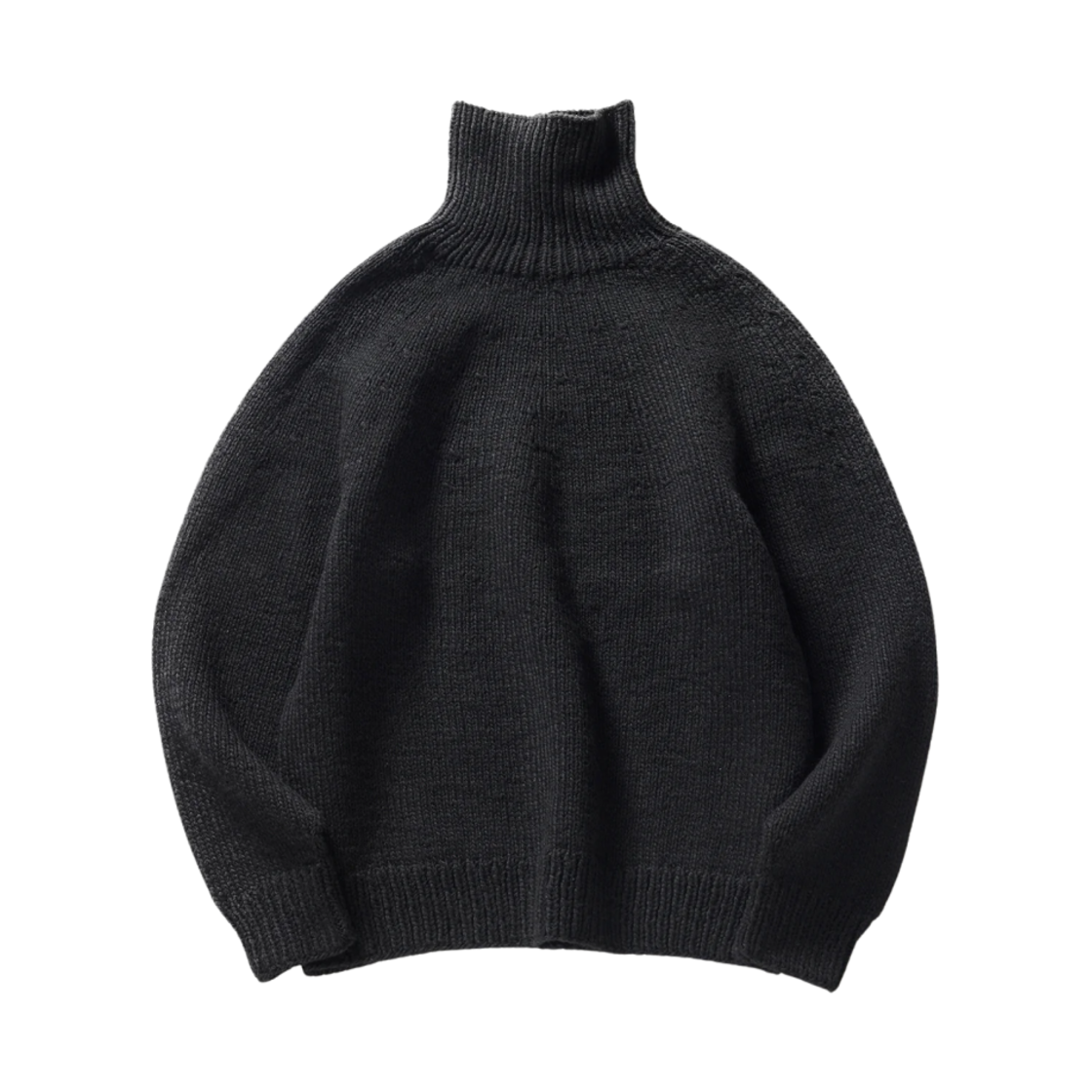 A03-06014 Comoli Cashmere Washi Hand Turtle Neck Knit Black - 24AW